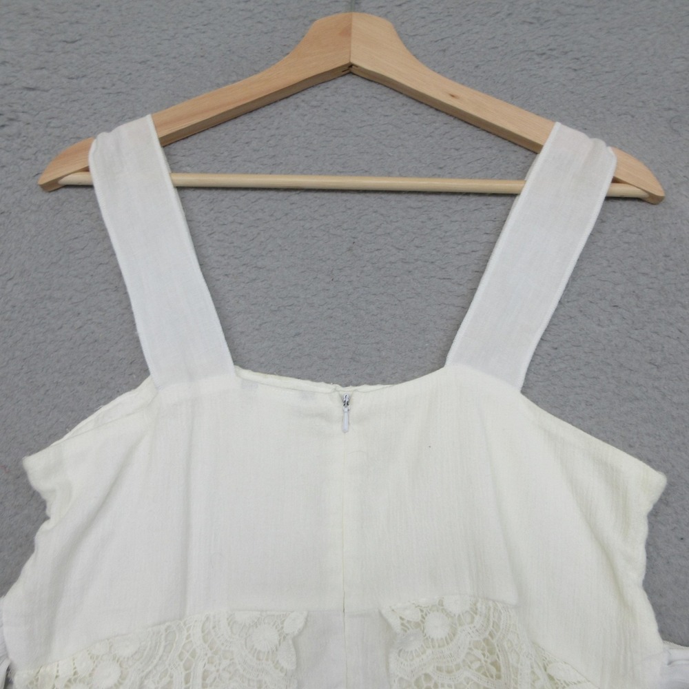 Maggie Embroider Floral Boho Dress Women M White 100%Cotton Lace Tiered Sundress - Picture 10 of 16